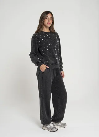 Buzo prelavado con perlas  - Vista 3