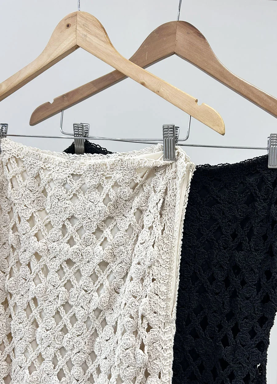 Falda tejida crochet con cierre