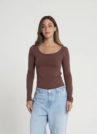 Remera m/larga jersey spandex escote U - Vista 2