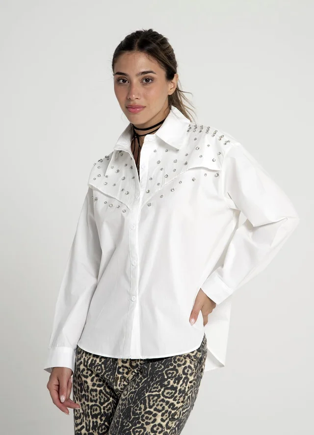 Camisa m/l con piedras 