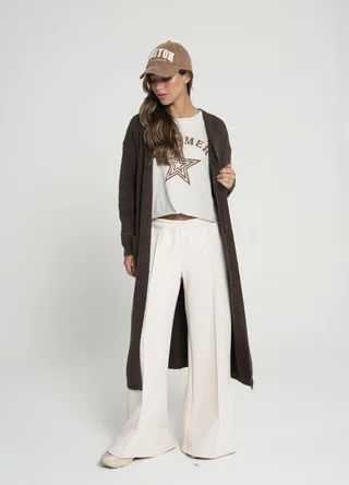 Saco largo tejido con bolsillos  - Vista 1