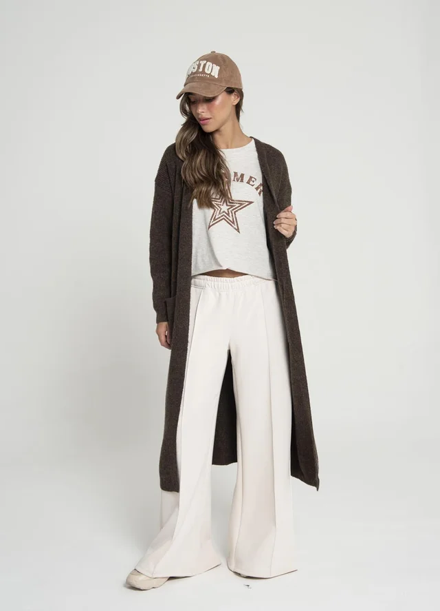 Saco largo tejido con bolsillos 