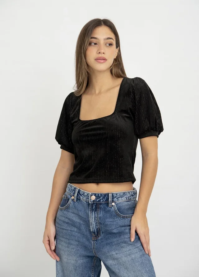 Remera velvet manga princesa