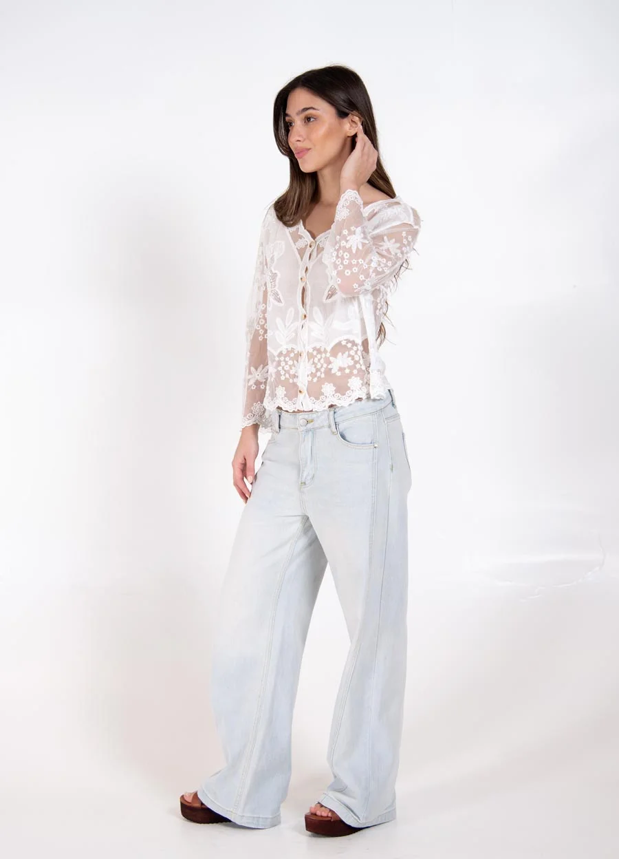 Blusa tul bordada 