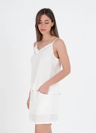 Musculosa lino con tachas y flequitos  - Vista 2
