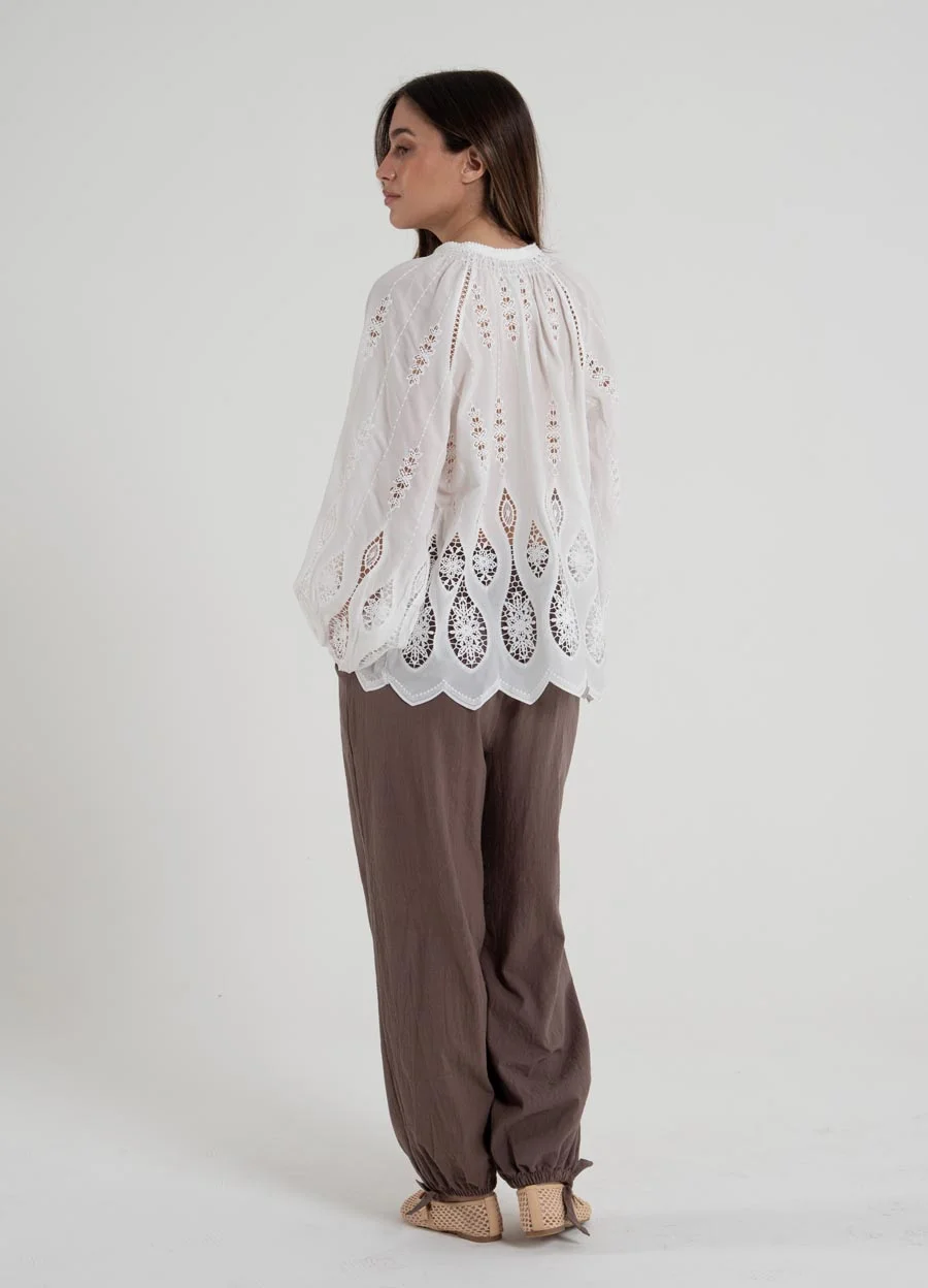 Blusa calada manga bombe 