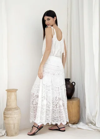 Falda combinada con encaje  - Vista 1