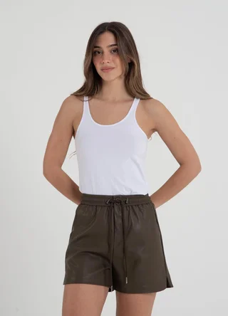 Short eco cuero con cordon  - Vista 2