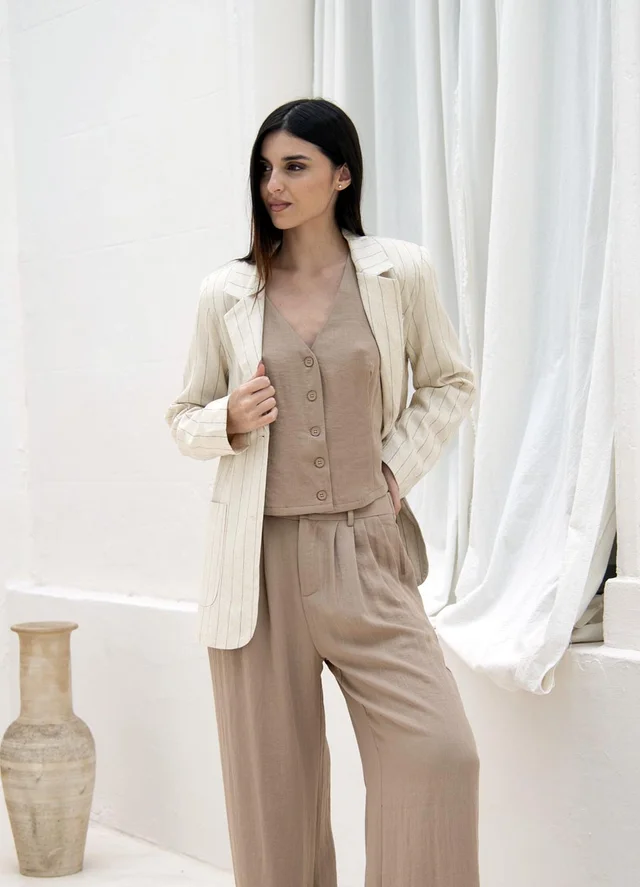 Blazer rayado lino 