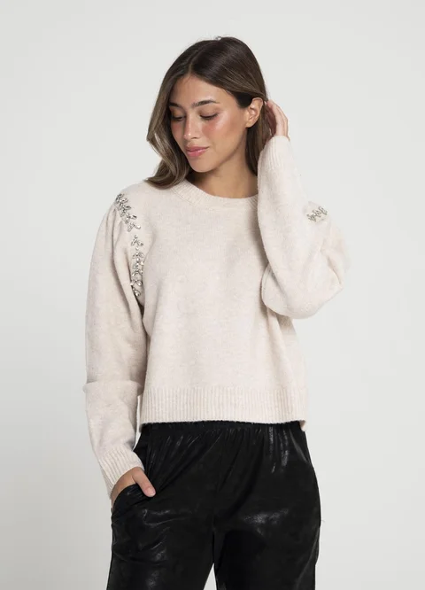 Sweater con strass en sisa 