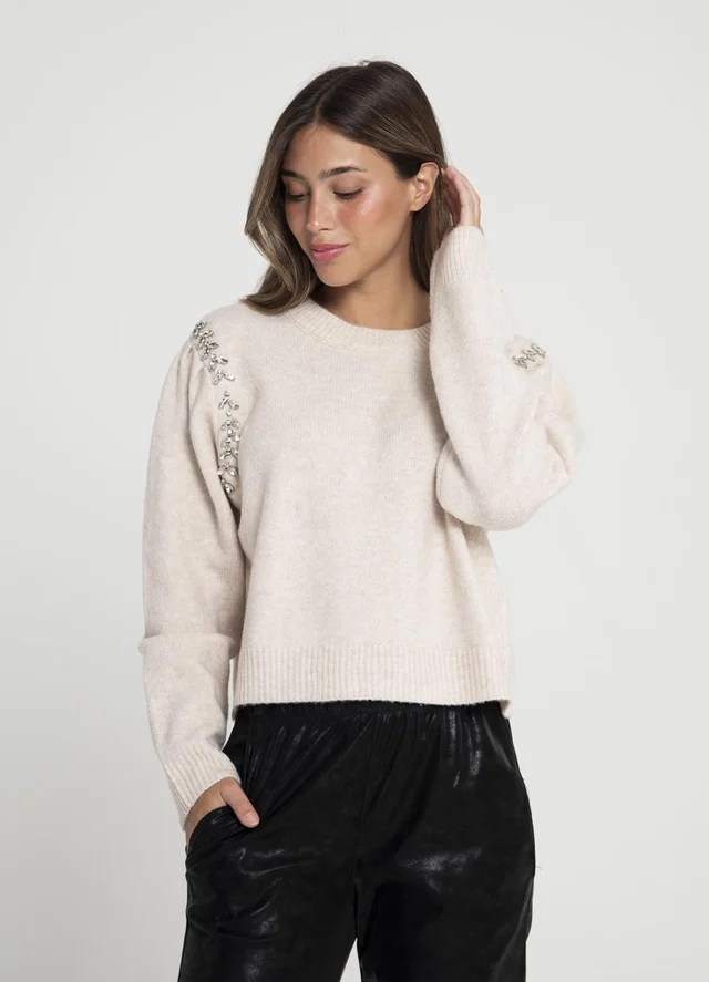 Sweater con strass en sisa 