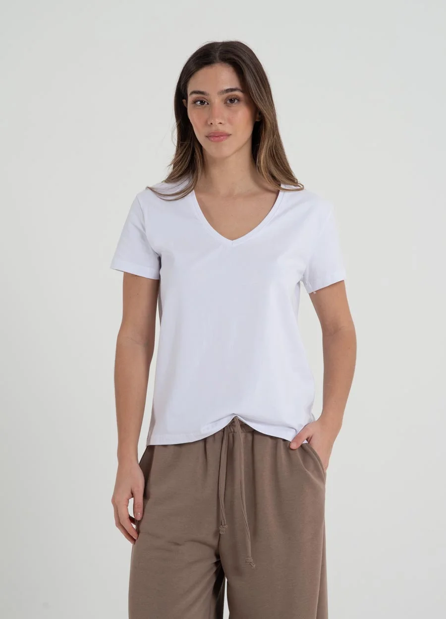  Remera escote V basica jry spandex
