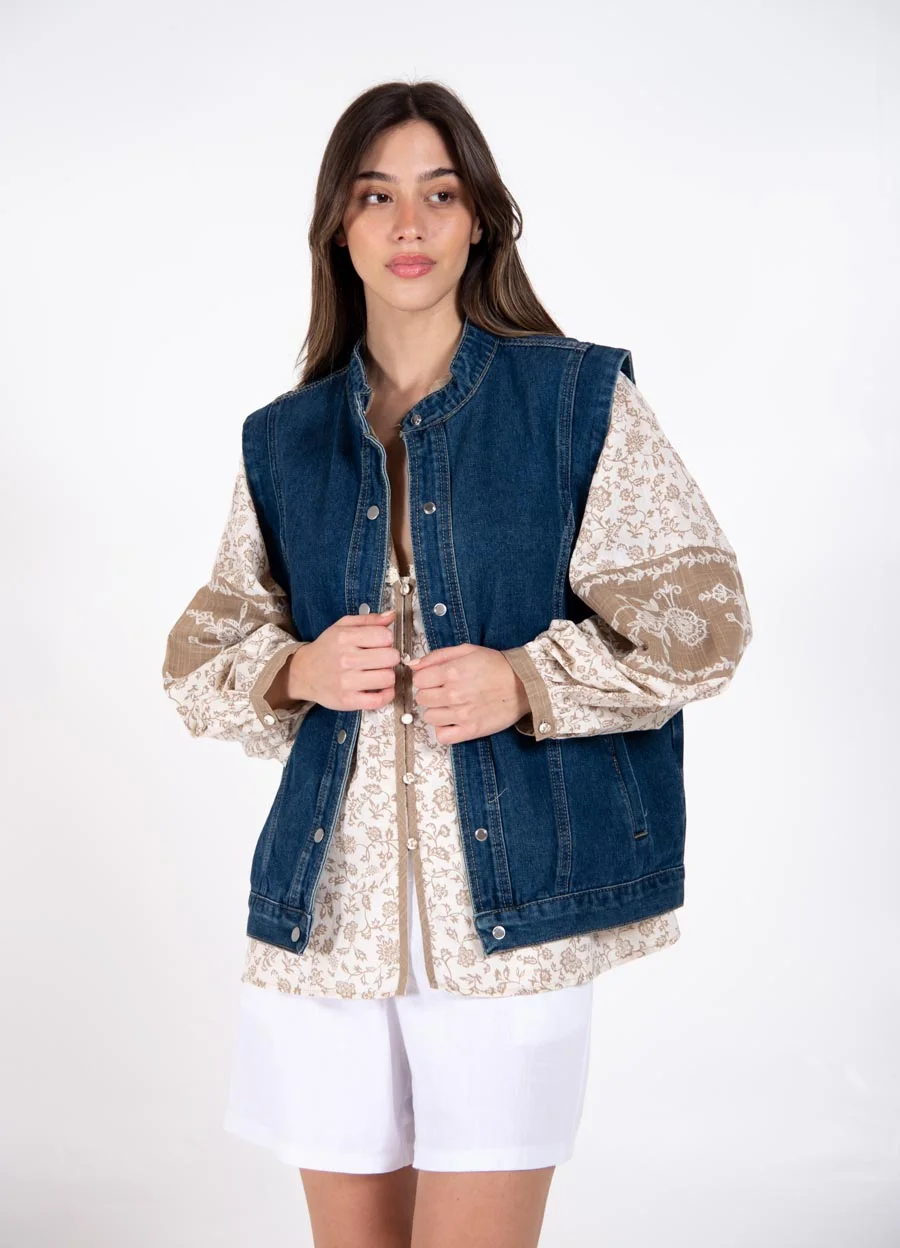 Maxi chaleco denim cargo