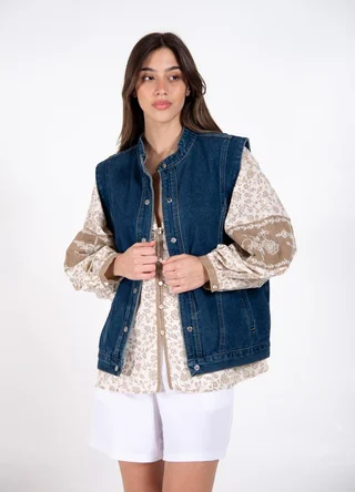 Maxi chaleco denim cargo - Vista 2