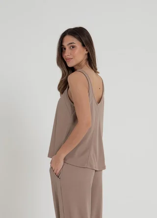 Musculosa waffle con recorte en espalda  - Vista 4