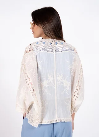 Kimono bordado calado de gasa  - Vista 4