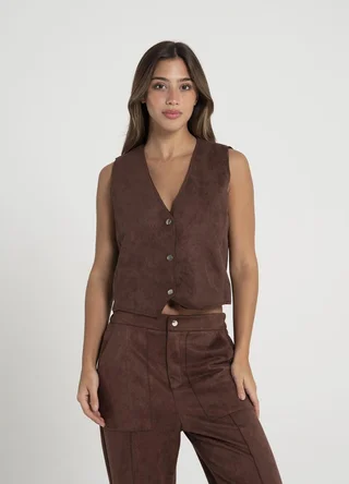 Chaleco gamuza al corte con broches  - Vista 3