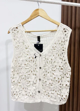 Musculosa tejida c/florcitas y cartera  - Vista 6