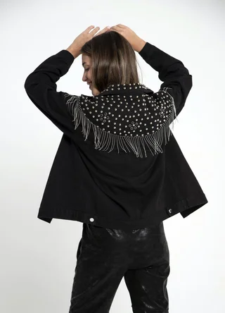 Campera con tachas y tira colgante negro - Vista 5