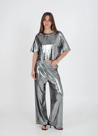 Crop top metalizadi  - Vista 1