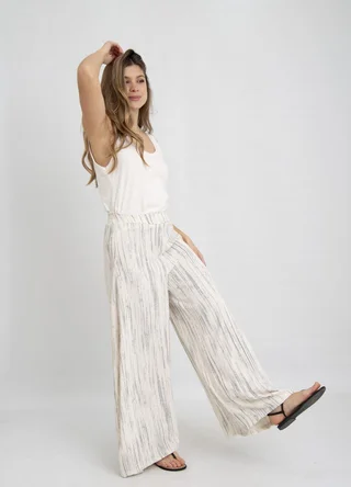 Palazzo creppe estampado con cierre  - Vista 2