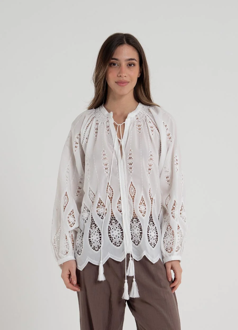 Blusa calada manga bombe 