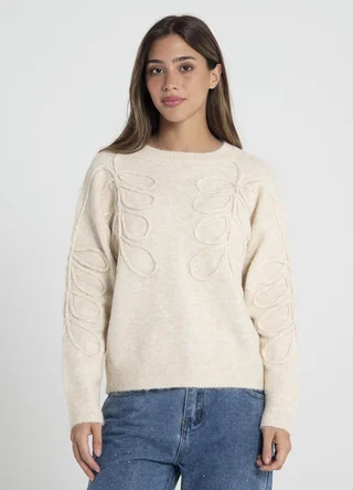 Sweater bordado al tono en manga  - Vista 2