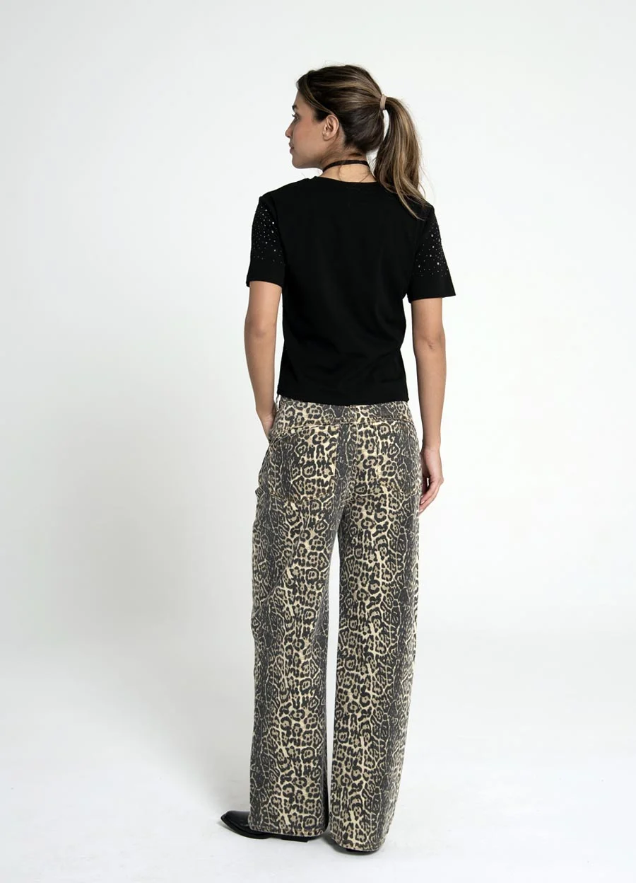 Pantalon denim print 
