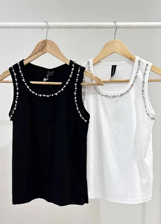 Musculosa algodon con piedras en sisa  - Vista 6