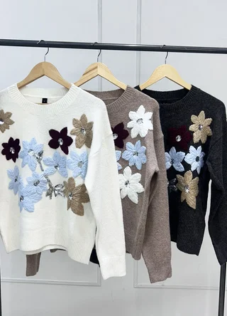 Sweater bordado flores y lentejuelas  - Vista 5