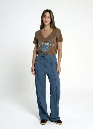 Pantalon tejido rustico con alforza - Vista 2