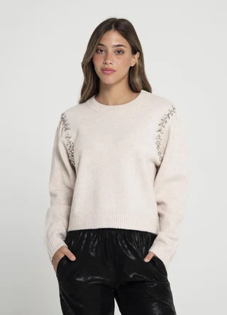 Sweater con strass en sisa  - Vista 1