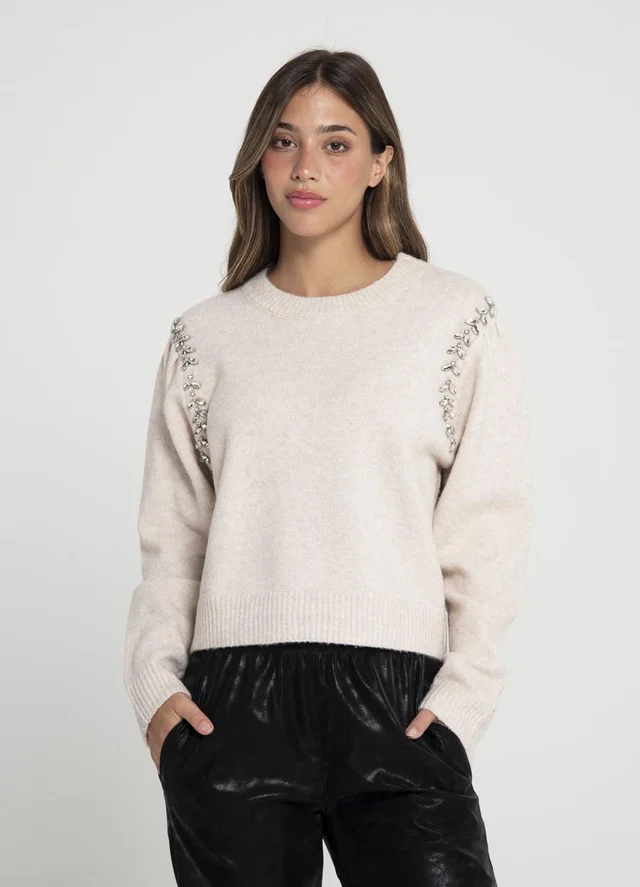 Sweater con strass en sisa 