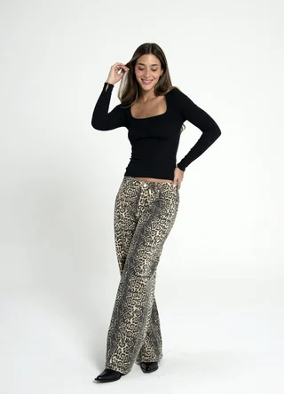 Pantalon denim print  - Vista 3