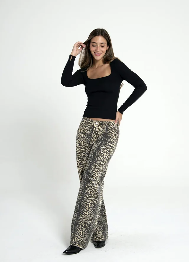 Pantalon denim print 