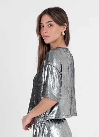 Crop top metalizadi  - Vista 2
