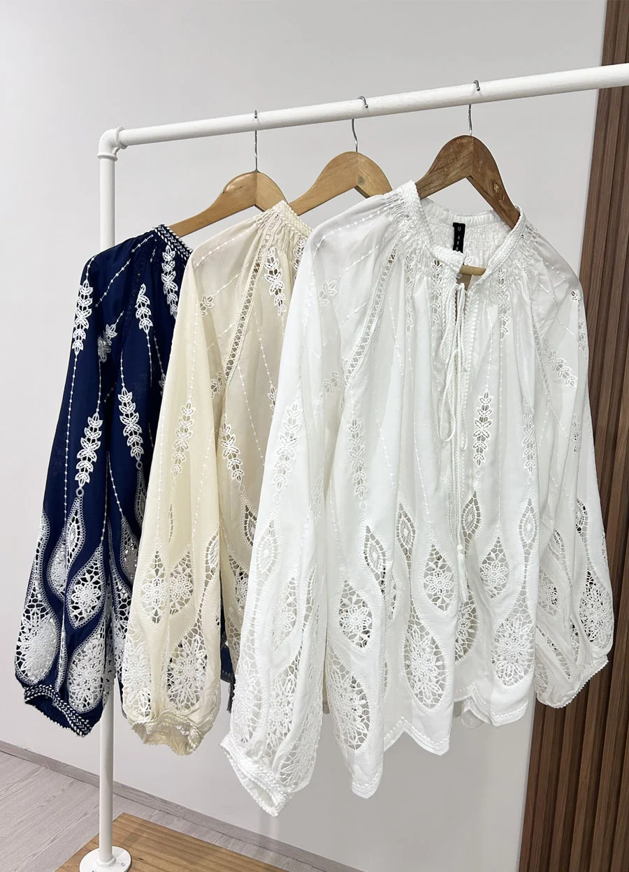 Blusa calada manga bombe 