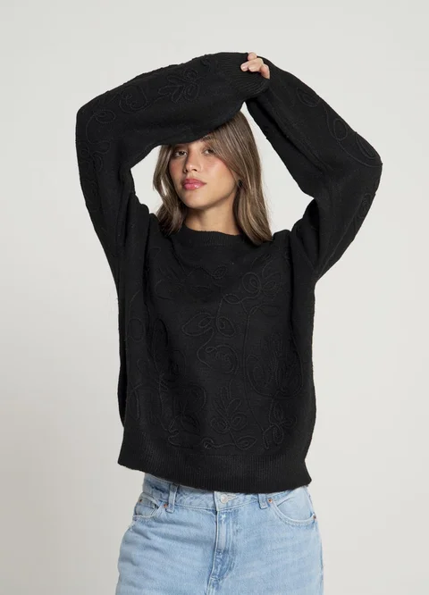 Sweater bordado al tono flores 