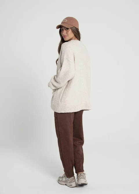 Cardigan lisco con bolsillos 