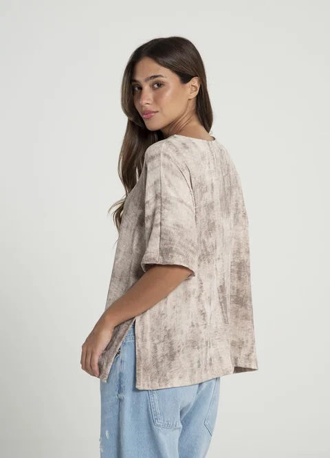 Remera morley estampada con tajos 