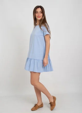 Vestido corto con volado jersey spandex  - Vista 2