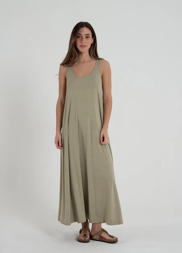 Maxi vestido musculosa viscosa 