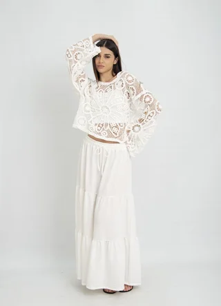 Falda larga fantasia con recorte  - Vista 5