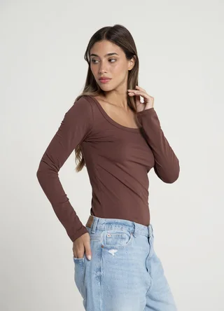 Remera m/larga jersey spandex escote U - Vista 3