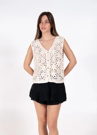Musculosa tejida c/florcitas y cartera  - Vista 2