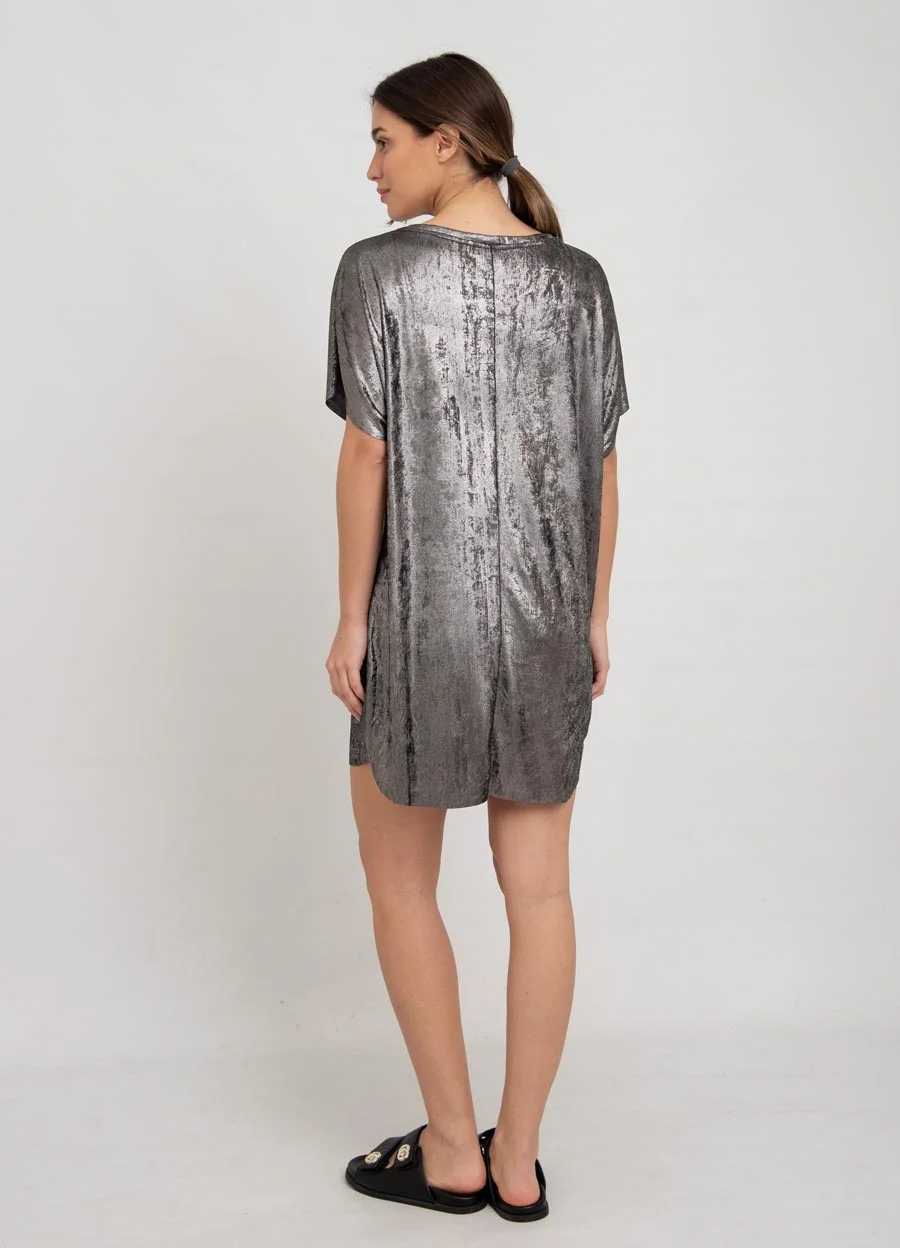 Vestido metalizado al corte 