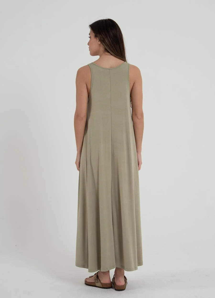 Maxi vestido musculosa viscosa 