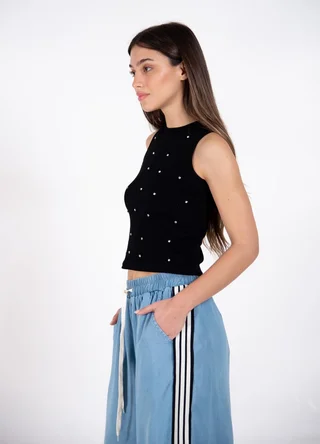Palazzo denim con tira - Vista 4