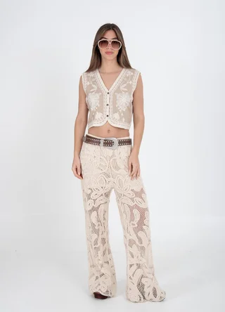 Chaleco beige bordado  - Vista 1