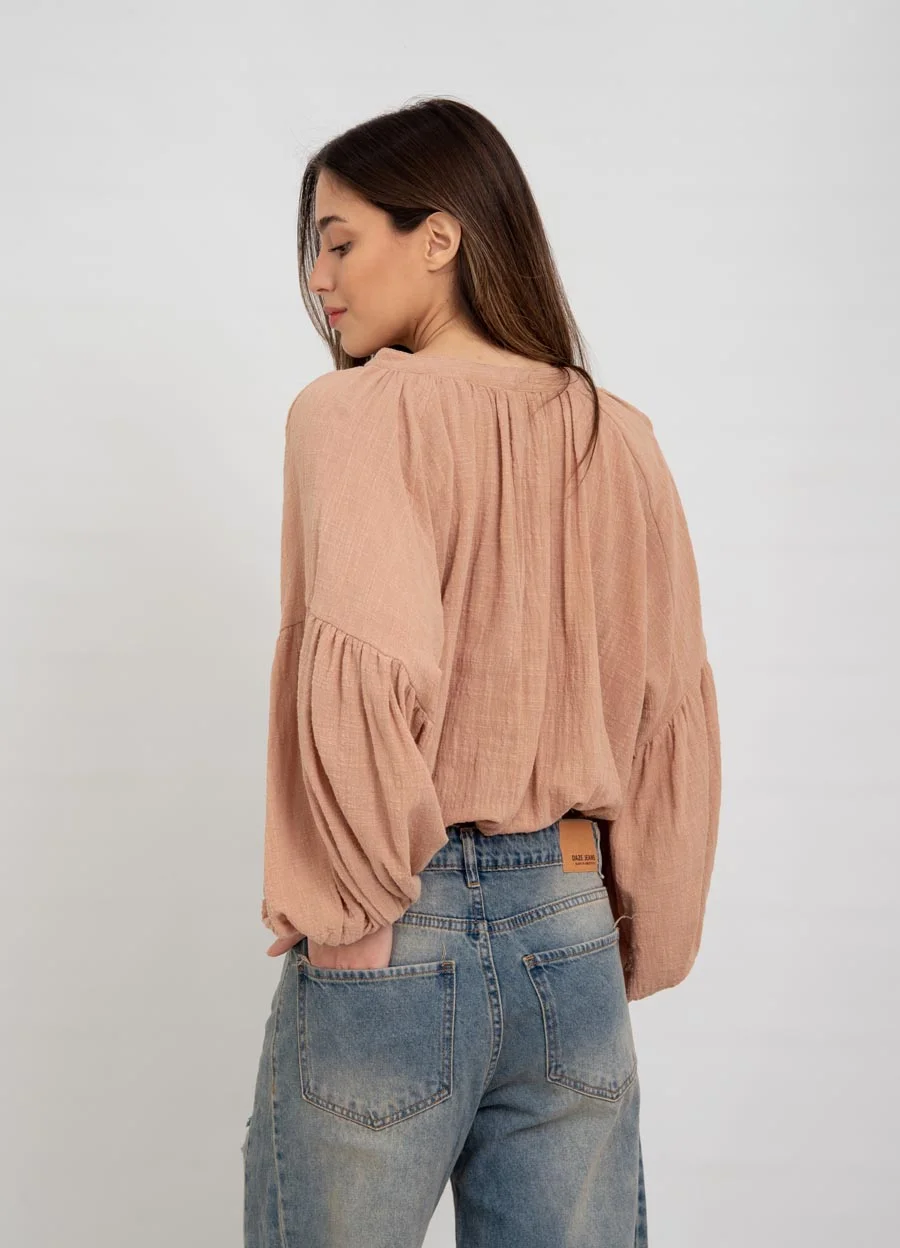 Blusa gasa rustica escote V